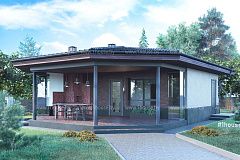 Проект бани с просторной террасой.