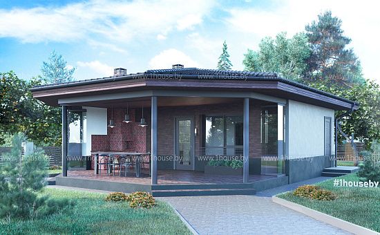 Проект бани с просторной террасой.