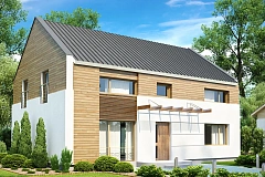 Энергоэффективный дом оригинального дизайна с просторной гостиной.