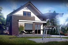 Функциональный аккуратный дом с мансардой, также для узкого участка.