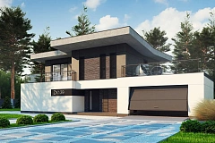 Современный стильный двухэтажный дом, с гаражом для двух машин