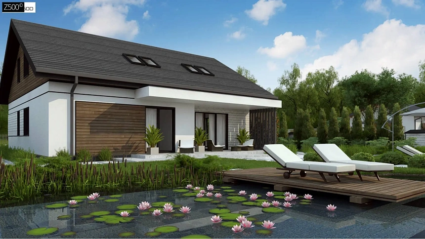 Комфортный просторный дом с одноуровневой планировкой.