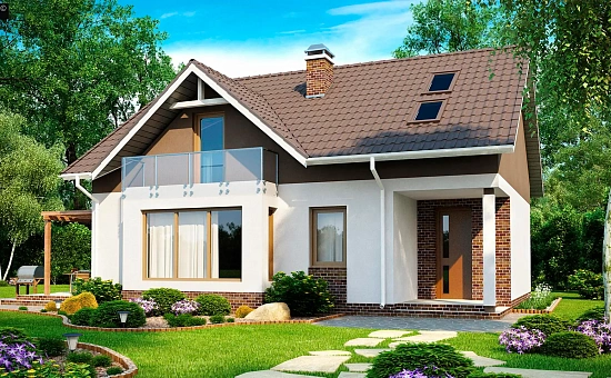 Уютный мансардный дом Z128 с плитами перекрытия