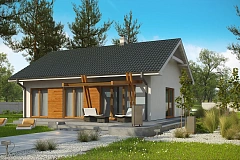 Компактный одноэтажный дом в традиционном стиле.