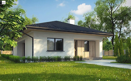 Дом для узкого участка с 4-х скатной крышей