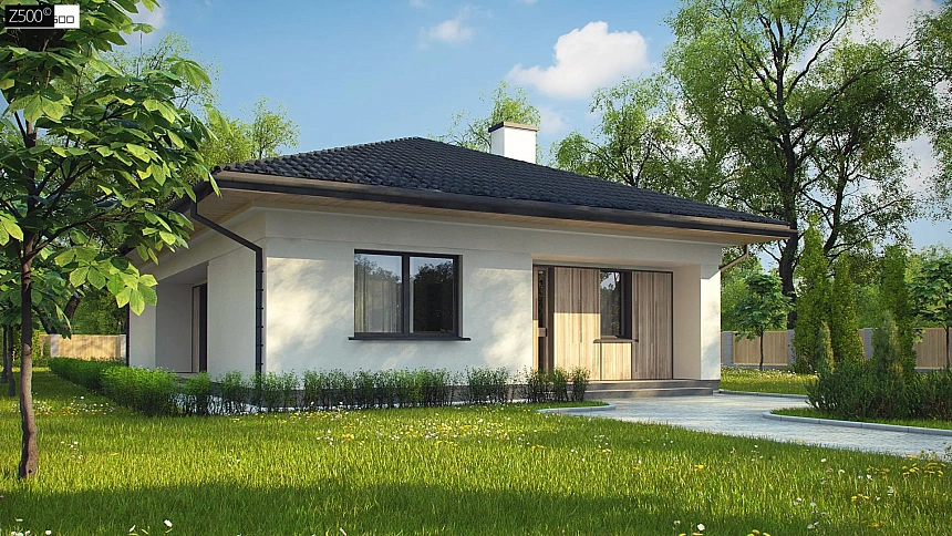 Дом для узкого участка с 4-х скатной крышей