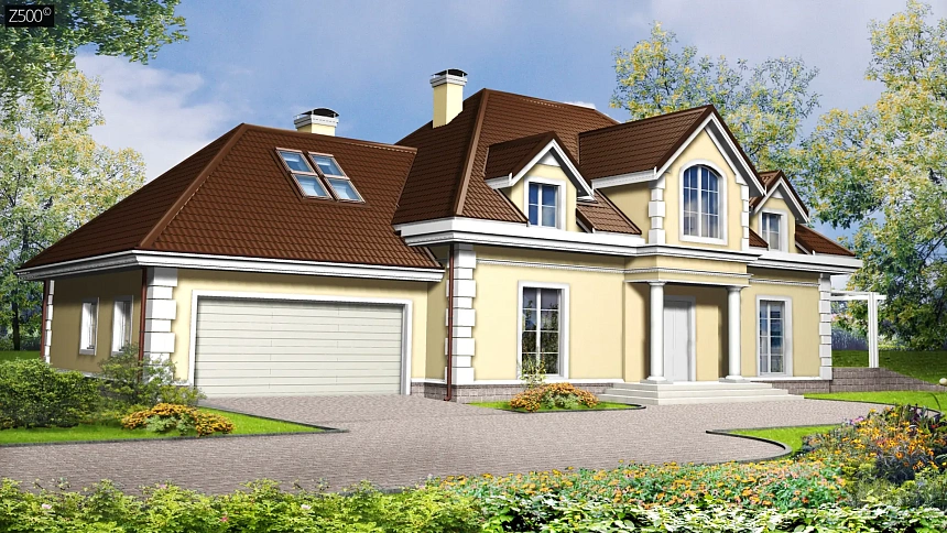 Добротный особняк изысканного дизайна с гаражом для двух авто.