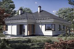 Одноэтажный дом с 4 комнатами.