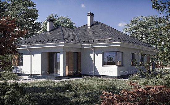 Одноэтажный дом с 4 комнатами.