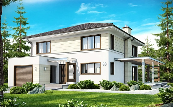 Комфортный двухэтажный дом со вторым светом над гостиной