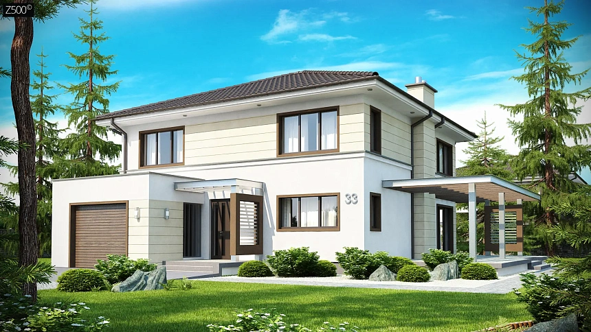 Комфортный двухэтажный дом со вторым светом над гостиной