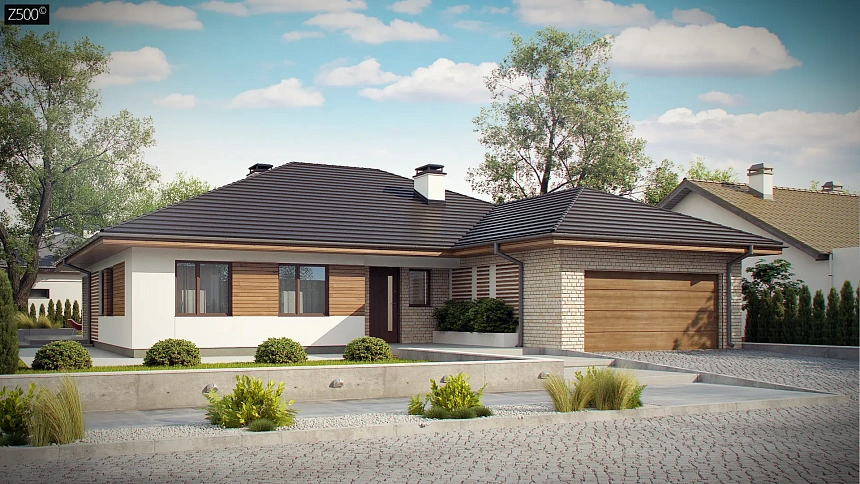 Комфортный одноэтажный дом с большой террасой