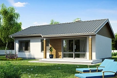 Компактный дом с двускатной крышей — выгодный, функциональный и практичный.