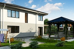 Современный двухэтажный дом с гаражом компактной формы