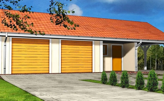 Гараж на 2 машины с двухскатной кровлей