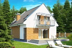 Компактный традиционный дом с современными элементами дизайна фасадов.