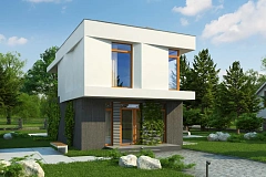 Проект двухэтажного дома в стиле кубизм, подходит для строительства на узком участке.