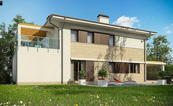 Проект функциональный двухэтажный дом с 4 спальнями и подвалом.