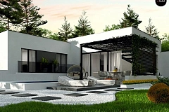 Одноэтажный дом с плоской кровлей адаптированный под строительство в сейсмических районах