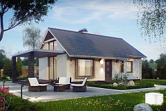 Маленький и функциональный одноэтажный дом, выгодный в строительстве и эксплуатации.