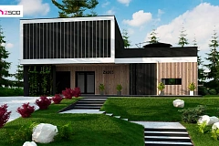 Проект просторного двухуровневого дома с оригинальным современным экстерьером.