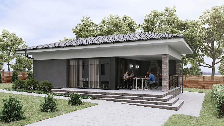 Баня в едином архитектурном стиле с домом в деревне Городище