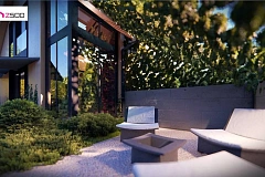 Проект просторного мансардного дома с панорамным остеклением.