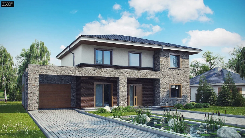 Проект двухэтажного дома в традиционном стиле