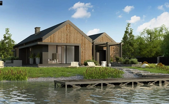 Проект современного дома с четким разделением дома на дневную ​​и ночную.