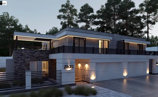 Современный большой дом с плоской крышей