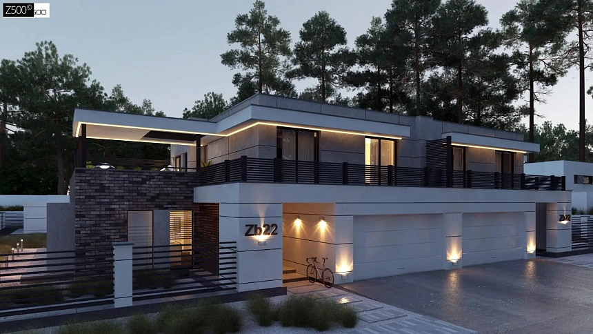 Современный большой дом с плоской крышей