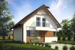 Элегантный дом с мансардой, с кухней со стороны сада и эркером в обеденной зоне.