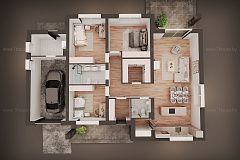 Одноэтажный дом с гаражом и 3мя спальнями.