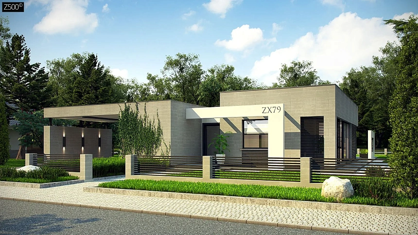 Проект комфортного одноэтажного дома с 4 спальнями