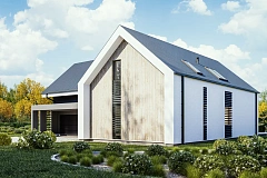 Современный мансардный дом с гаражом на две машины