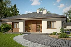 Стильный одноэтажный дом с комфортной крытой террасой