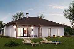 Удобный функциональный одноэтажный дом с гаражом для двух автомобилей.