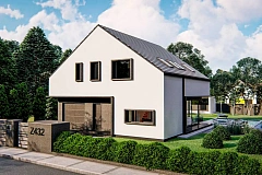 Современный дом с мансардой и двускатной крышей