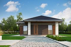 Одноэтажный дом в традиционном стиле с просторной гостиной