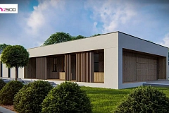 Одноэтажный современный дом с плоской крышей