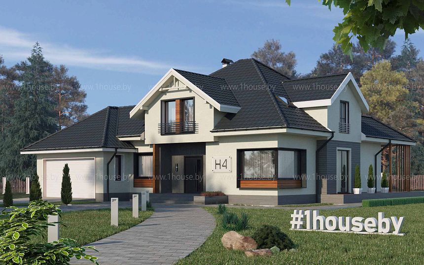 Мансардный дом с гаражом.