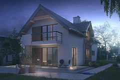 Функциональный и привлекательный дом с гаражом для узкого участка.