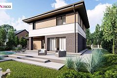 Современный двухэтажный проект дома Z421 с гаражом на одну машину