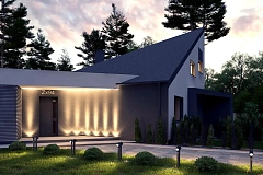 Проект современного дома с вторым светом, стильной кровлей и удобной планировкой.