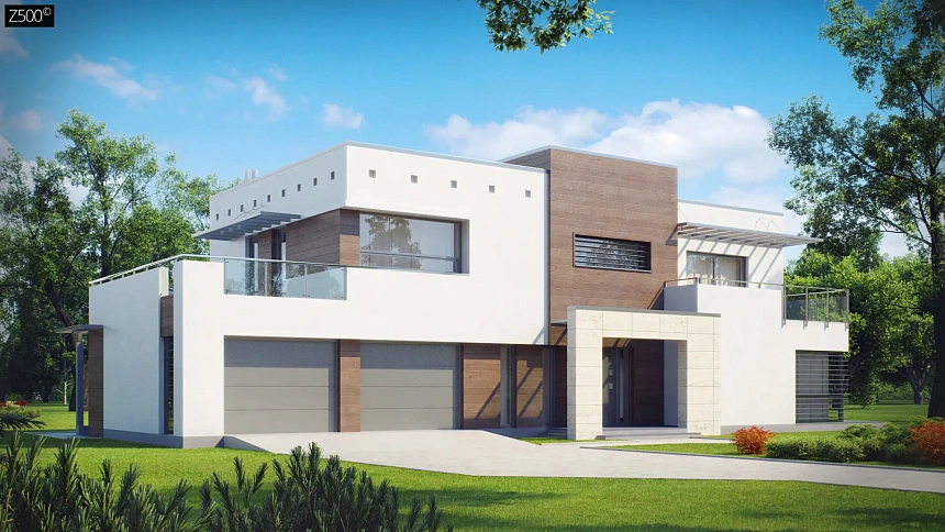 Версия проекта Zx15 с гаражом для двух автомобилей.