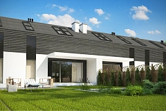 Проект коттеджа на две семьи с возможностью последовательной застройки