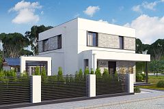 Простой аккуратный проект двухэтажного дома с плоской кровлей