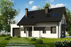 Вариант мансардного дома Z216 с гаражом на одну машину