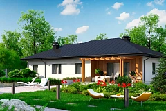 Вариант одноэтажного дома Z176 с гаражом справа на одну машину.