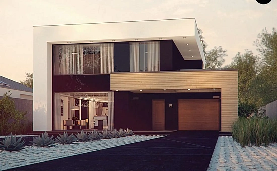 Двухэтажный дом в современном стиле, адаптированный для сейсмозоны